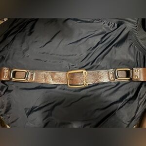D&G vintage Brown Leather Men's Belt with Gold-Tone D&G Buckle
